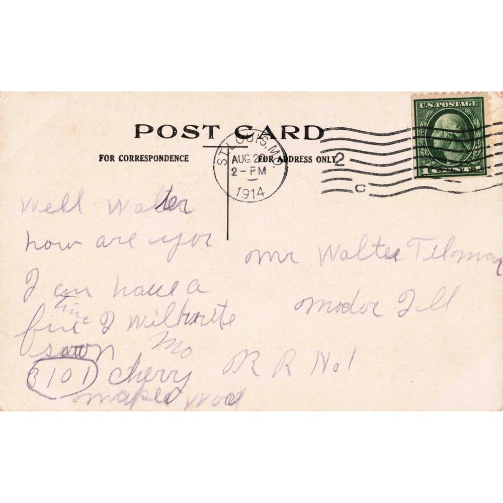 Vintage 1914 Maplewood Missouri Postcard Pretty Girls Globe St Louis Postmark - Picture 2 of 2